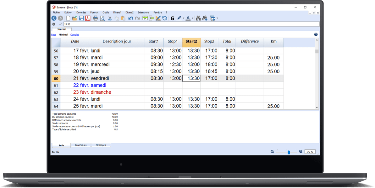 Banana Comptabilité Time Sheet