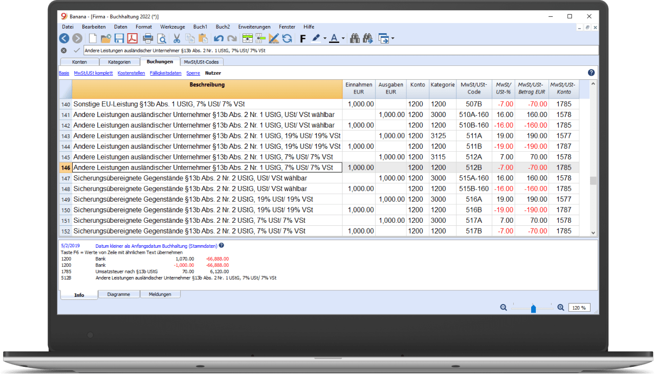 Banana Buchhaltung MwSt-Verwaltung